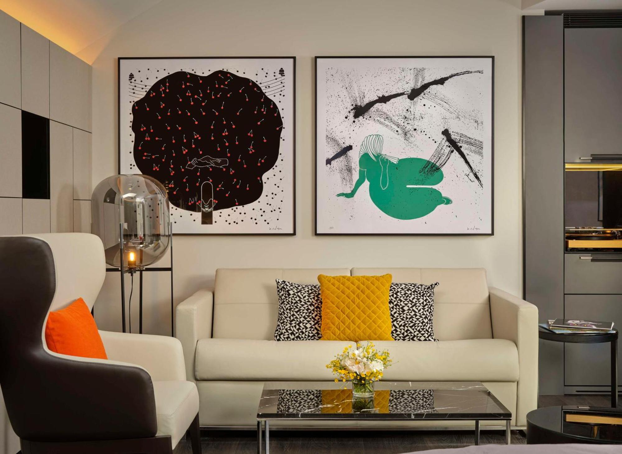 Art'Otel Zagreb, Powered By Radisson Hotels Kültér fotó A living room with a sofa